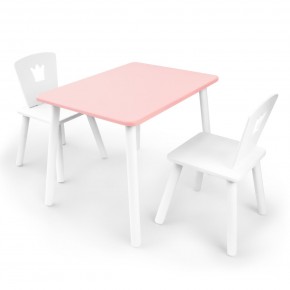 Детский комплект стол и два стула «Корона» Rolti Baby (розовый/белый, массив березы/мдф) в Березниках - berezniki.ok-mebel.com | фото