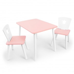 Детский комплект стол и два стула «Корона» Rolti Baby (розовый/розовый, массив березы/мдф) в Березниках - berezniki.ok-mebel.com | фото