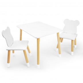 Детский комплект стол и два стула «Мишка» Rolti Baby (белый/береза, массив березы/мдф) в Березниках - berezniki.ok-mebel.com | фото
