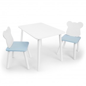 Детский комплект стол и два стула «Мишка» Rolti Baby (белый/голубой, массив березы/мдф) в Березниках - berezniki.ok-mebel.com | фото
