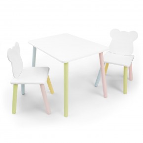 Детский комплект стол и два стула «Мишка» Rolti Baby (белый/цветной, массив березы/мдф) в Березниках - berezniki.ok-mebel.com | фото