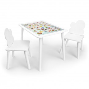 Детский комплект стол и два стула Облачко Rolti Baby с накладкой Алфавит (белая столешница/белое сиденье/белые ножки) в Березниках - berezniki.ok-mebel.com | фото