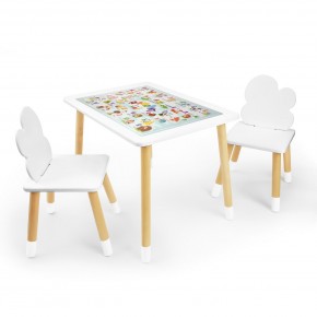 Детский комплект стол и два стула Облачко Rolti Baby с накладкой Алфавит (белая столешница/белое сиденье/береза ножки) в Березниках - berezniki.ok-mebel.com | фото