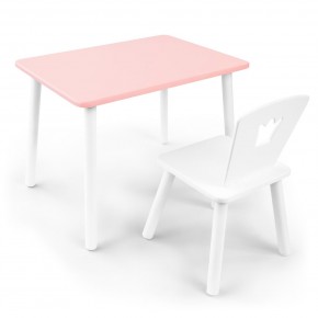 Детский комплект стол и стул «Корона» Rolti Baby (розовый/белый, массив березы/мдф) в Березниках - berezniki.ok-mebel.com | фото
