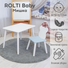 Детский комплект стол и стул «Мишка» Rolti Baby  (голубая столешница/белое сиденье/белые ножки) в Березниках - berezniki.ok-mebel.com | фото