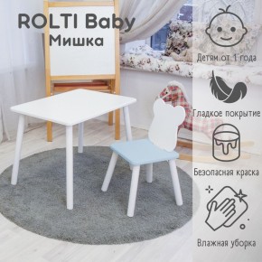 Детский комплект стол и стул «Мишка» Rolti Baby  (голубая столешница/голубое сиденье/белые ножки) в Березниках - berezniki.ok-mebel.com | фото
