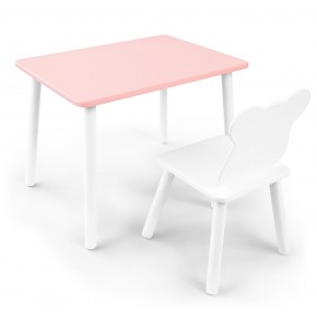 Детский комплект стол и стул «Мишка» Rolti Baby (розовый/белый, массив березы/мдф) в Березниках - berezniki.ok-mebel.com | фото 1