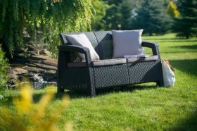 Диван пластиковый Корфу (Corfu love seat) графит в Березниках - berezniki.ok-mebel.com | фото 2