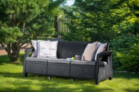 Диван пластиковый Корфу Макс (Corfu love seat max) графит в Березниках - berezniki.ok-mebel.com | фото 2