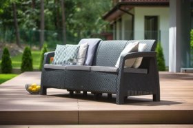 Диван пластиковый Корфу Макс (Corfu love seat max) графит в Березниках - berezniki.ok-mebel.com | фото 3