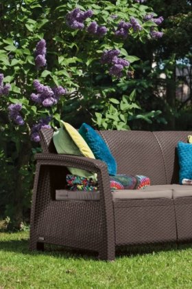 Диван пластиковый Корфу Макс (Corfu love seat max) коричневый в Березниках - berezniki.ok-mebel.com | фото 2