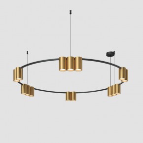 DK4067-BK+SG Подвесной светильник ORBIT, IP20, 15xGU10 LED, до 15 Вт, черный + сатинированное золото, алюминий в Березниках - berezniki.ok-mebel.com | фото