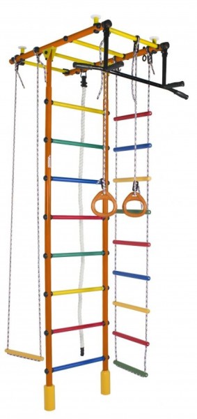 ДСК Атлант оранжевый радуга: турник, кольца, канат, трапеция, веревочная лестница в Березниках - berezniki.ok-mebel.com | фото