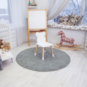 Комплект детский стол КРУГЛЫЙ и два стула МИШКА ROLTI Baby (белая столешница/белое сиденье/береза ножки) в Березниках - berezniki.ok-mebel.com | фото