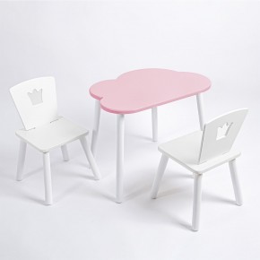 Комплект детский стол ОБЛАЧКО и два стула КОРОНА ROLTI Baby (розовая столешница/белое сиденье/белые ножки) в Березниках - berezniki.ok-mebel.com | фото