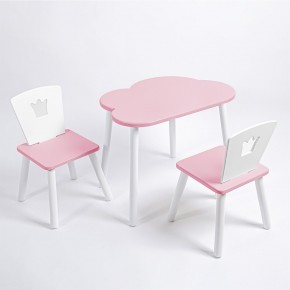 Комплект детский стол ОБЛАЧКО и два стула КОРОНА ROLTI Baby (розовая столешница/розовое сиденье/белые ножки) в Березниках - berezniki.ok-mebel.com | фото