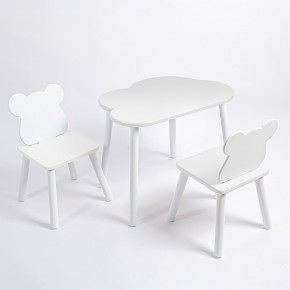 Комплект детский стол ОБЛАЧКО и два стула МИШКА ROLTI Baby (белая столешница/белое сиденье/белые ножки) в Березниках - berezniki.ok-mebel.com | фото