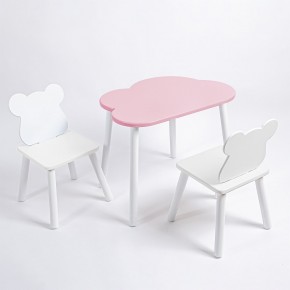 Комплект детский стол ОБЛАЧКО и два стула МИШКА ROLTI Baby (розовый столешница/белое сиденье/белые ножки) в Березниках - berezniki.ok-mebel.com | фото