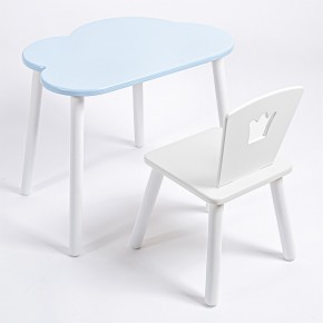 Комплект детский стол ОБЛАЧКО и стул КОРОНА ROLTI Baby (голубая  столешница/белое сиденье/белые ножки) в Березниках - berezniki.ok-mebel.com | фото