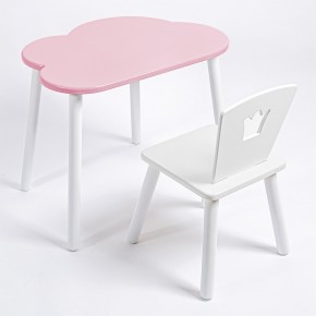 Комплект детский стол ОБЛАЧКО и стул КОРОНА ROLTI Baby (розовая столешница/белое сиденье/белые ножки) в Березниках - berezniki.ok-mebel.com | фото