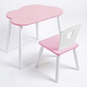 Комплект детский стол ОБЛАЧКО и стул КОРОНА ROLTI Baby (розовая столешница/розовое сиденье/белые ножки) в Березниках - berezniki.ok-mebel.com | фото