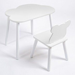 Комплект детский стол ОБЛАЧКО и стул МИШКА ROLTI Baby (белая столешница/белое сиденье/белые ножки) в Березниках - berezniki.ok-mebel.com | фото