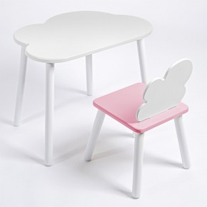 Комплект детский стол ОБЛАЧКО и стул ОБЛАЧКО ROLTI Baby (белая столешница/розовое сиденье/белые ножки) в Березниках - berezniki.ok-mebel.com | фото