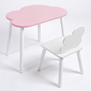 Комплект детский стол ОБЛАЧКО и стул ОБЛАЧКО ROLTI Baby (розовая столешница/белое сиденье/белые ножки) в Березниках - berezniki.ok-mebel.com | фото