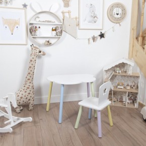 Комплект детский стол ОБЛАЧКО и стул ЗВЕЗДА ROLTI Baby (белая столешница/белое сиденье/цветные ножки) в Березниках - berezniki.ok-mebel.com | фото