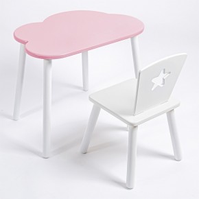Комплект детский стол ОБЛАЧКО и стул ЗВЕЗДА ROLTI Baby (розовая столешница/белое сиденье/белые ножки) в Березниках - berezniki.ok-mebel.com | фото