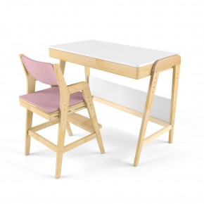 Комплект растущий стол и стул с чехлом 38 попугаев «Вуди» (Белый, Береза, Розовый) в Березниках - berezniki.ok-mebel.com | фото