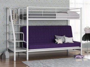 Кровать двухъярусная с диваном "Мадлен-3" (Белый/Фиолетовы) в Березниках - berezniki.ok-mebel.com | фото 1