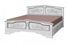 ЕЛЕНА Кровать из массива 1600 (Белый жемчуг) с 2-мя ящиками в Березниках - berezniki.ok-mebel.com | фото