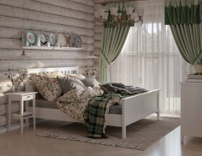 Кровать Кантри двухспальная 160х200, массив сосны, цвет белый в Березниках - berezniki.ok-mebel.com | фото