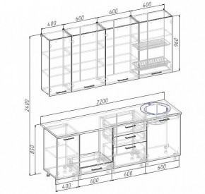 Кухонный гарнитур Антрацит 2200 h950 (Стол. 38мм) в Березниках - berezniki.ok-mebel.com | фото 3