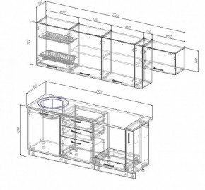 Кухонный гарнитур Антрацит 2550 (Стол. 26мм) в Березниках - berezniki.ok-mebel.com | фото 2