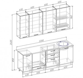 Кухонный гарнитур Шампань 2200 h950 (Стол. 38мм) в Березниках - berezniki.ok-mebel.com | фото 2