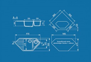 Мойка кухонная ULGRAN U-409 (970*500) в Березниках - berezniki.ok-mebel.com | фото 2
