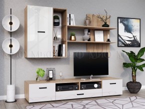 Нэнси New Тумба ТВ ЛДСП (2дв.+1ящ.) Белый глянец/Сонома в Березниках - berezniki.ok-mebel.com | фото 3