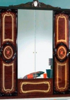 Шкаф 4-х дверный с зеркалами (01.144) Роза (могано) в Березниках - berezniki.ok-mebel.com | фото