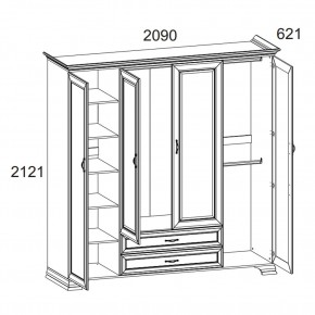 Шкаф 4D2S Z, TIFFANY, цвет вудлайн кремовый в Березниках - berezniki.ok-mebel.com | фото