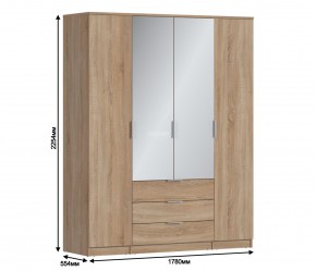Шкаф 4х дверный с зеркалами Николь СБ-2595/1 (Дуб Сонома) в Березниках - berezniki.ok-mebel.com | фото 3