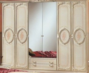 Шкаф 6-и дверный с зеркалами (01.146) Роза (беж) в Березниках - berezniki.ok-mebel.com | фото
