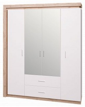 Шкаф для одежды с ящиками 4-х створчатый с зеркалом Люмен 16 в Березниках - berezniki.ok-mebel.com | фото