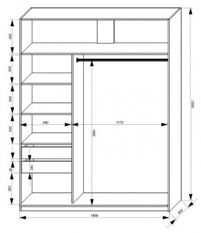 Шкаф-купе 1800 серии SOFT D1+D3+B2+PL1 (2 ящика+1штанга) профиль «Графит» в Березниках - berezniki.ok-mebel.com | фото 3