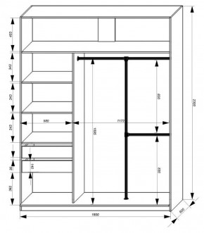 Шкаф-купе 1800 серии SOFT D8+D2+B2+PL4 (2 ящика+F обр.штанга) профиль «Графит» в Березниках - berezniki.ok-mebel.com | фото 3