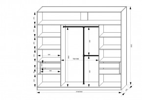 Шкаф-купе 2150 серии NEW CLASSIC K4+K4+K4+B22+PL4(по 2 ящика лев/прав+F обр.штанга) профиль «Капучино» в Березниках - berezniki.ok-mebel.com | фото 3