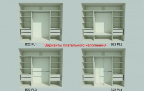 Шкаф-купе 2450 серии NEW CLASSIC K6Z+K1+K6+B22+PL2 (по 2 ящика лев/прав+1 штанга+1 полка) профиль «Капучино» в Березниках - berezniki.ok-mebel.com | фото 6