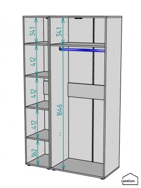Шкаф Linnea MHR-3-1 2050х1200х510 (Графит-М 11.1.25) в Березниках - berezniki.ok-mebel.com | фото 3