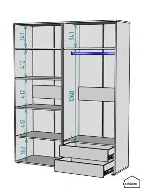 Шкаф Linnea MHR-4-2 2050х1600х510 (ДВ-М 11.1.25) в Березниках - berezniki.ok-mebel.com | фото 3